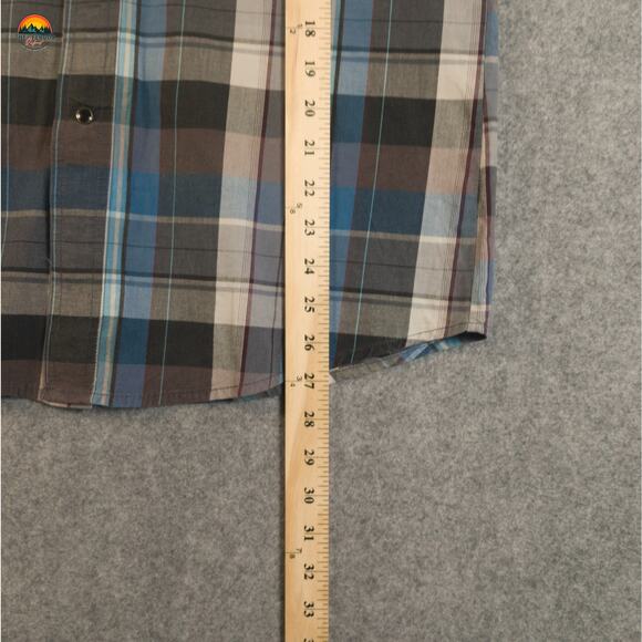 Wrangler Pearl Snap Button-Up Shirt Gray Blue Plaid Cotton Long Sleeve Men's M - Picture 7 of 11